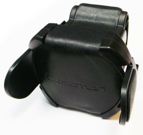 Подпружиненный фиксатор (держатель) часов для шкатулок Buben & Zorweg /  Elma Motion. Отделка черная кожа.